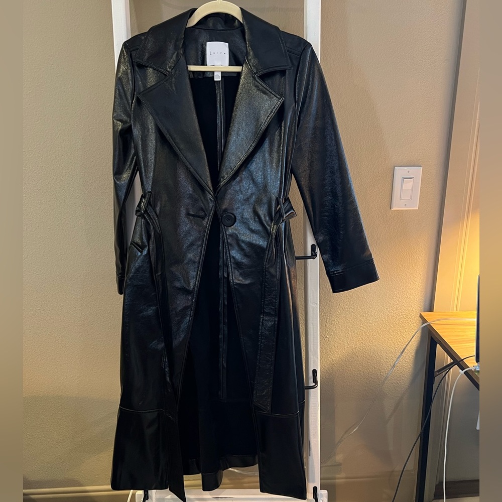 Leith faux patent leather trench coat - like new